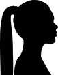 silhouette of a beautiful woman with long hair. Stylish hairstyle. Portrait profile. Universal isolated avatar