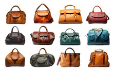 Collection Of Handbags. Isolated Object, Transparent Background