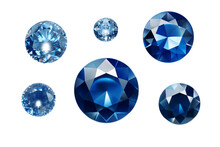 Collection Of Sapphire Jewels. Isolated Object, Transparent Background