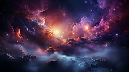 Wall Mural - galaxy and nebula photo with purple and pink color tone, hyper realistic Made by AI generated