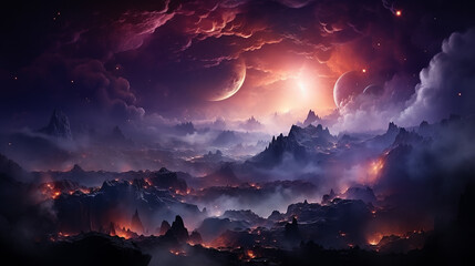 galaxy and nebula photo with purple and pink color tone, hyper realistic Made by AI generated