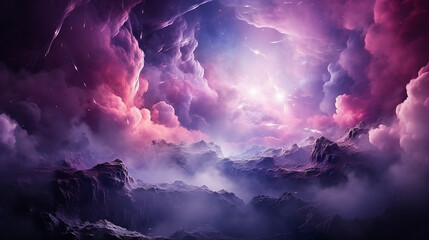Wall Mural - galaxy and nebula photo with purple and pink color tone, hyper realistic Made by AI generated