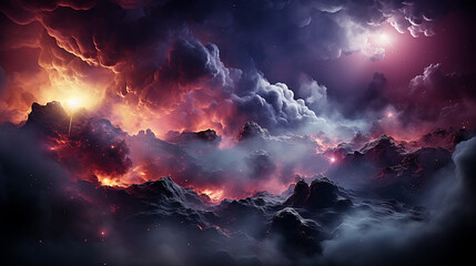 Wall Mural - galaxy and nebula photo with purple and pink color tone, hyper realistic Made by AI generated