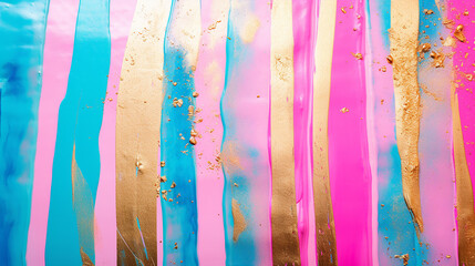 Poster - Abstract art backgrounds.  pink, blue, golden colors background., Ai Generative