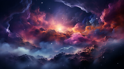Wall Mural - galaxy and nebula photo with purple and pink color tone, hyper realistic Made by AI generated