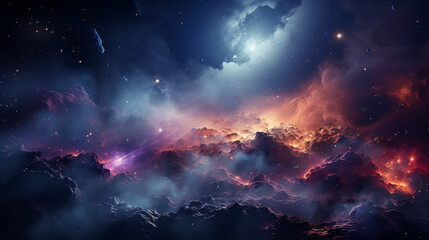 Wall Mural - galaxy and nebula photo with purple and pink color tone, hyper realistic Made by AI generated