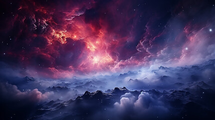 Wall Mural - galaxy and nebula photo with purple and pink color tone, hyper realistic Made by AI generated