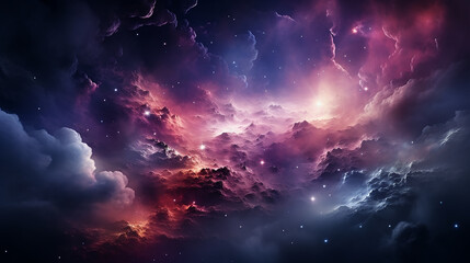 Wall Mural - galaxy and nebula photo with purple and pink color tone, hyper realistic Made by AI generated