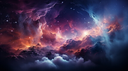 Wall Mural - galaxy and nebula photo with purple and pink color tone, hyper realistic Made by AI generated