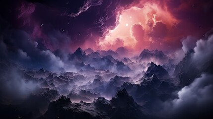 Wall Mural - galaxy and nebula photo with purple and pink color tone, hyper realistic Made by AI generated