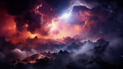 Wall Mural - galaxy and nebula photo with purple and pink color tone, hyper realistic Made by AI generated