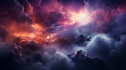 galaxy and nebula photo with purple and pink color tone, hyper realistic Made by AI generated
