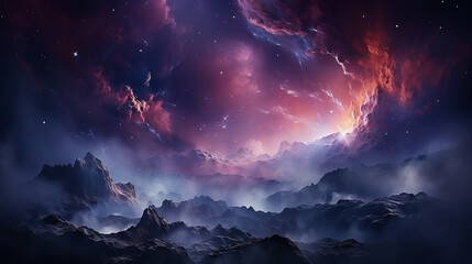 Wall Mural - galaxy and nebula photo with purple and pink color tone, hyper realistic Made by AI generated