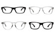 © llopter - Set of glasses, different glasses, modern eyewear design, 3d vector illustration isolated