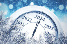 Classic Clock Counting Last Moments Before Christmas And 2024 New Year Event