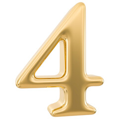 4 Number 3d Gold