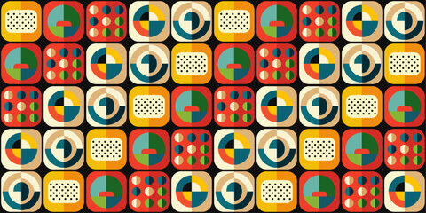 Poster - Mosaic with intricate abstract tiles. An unusual pattern on the tile that makes it avant-garde and modern. Vector repeating pattern for interior and decoration.