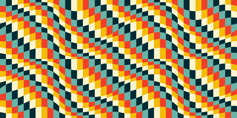 Leinwandbilder - Checker pattern from the repeating curve of a mosaic. Vector colorful repeating pattern for interior and decoration.