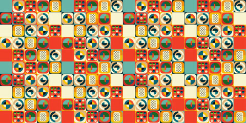Poster - Mosaic with intricate abstract tiles. An unusual pattern on the tile that makes it avant-garde and geometric.
