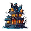 Spooky house vector dark scary house in night horror nightmare illustration haunted house.