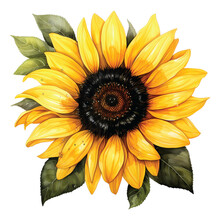 Sunflower Watercolor 2d Illustration