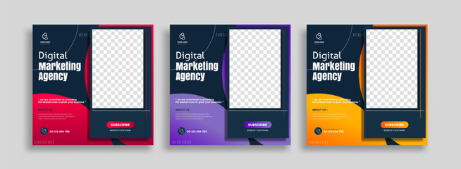Wall Mural - Digital marketing agency business promotion social media post template.