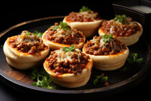 Sloppy Joe Cups With Ground Beef, Onion And Cheese