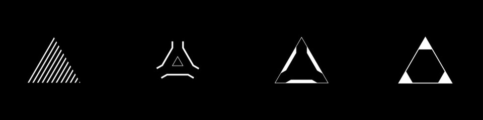 Wall Mural - cyberpunk style triangle aim set. hud cyber targets, aims, sights, and crosshairs. a pack of gui fut