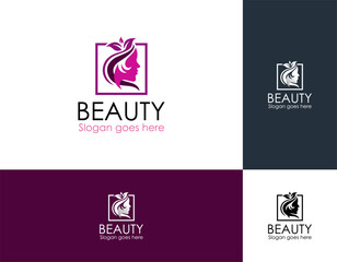 Vector abstract logo and branding design templates in trendy linear minimal style, emblem for beauty studio and cosmetics - female portrait, beautiful woman's face - badge for make up artist, fashion