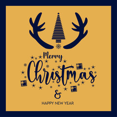 Wall Mural - Christmas Greeting card concept with calligrphy words Merry Christmas and happy new year.