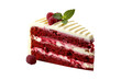 Red velvet cake sliced isolated on transparent background. Generative Ai