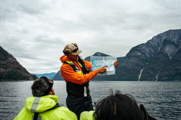 people on a rib boat fjord tour in sognefjord norway
