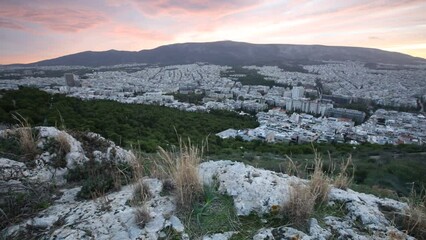 Canvas Print - View of eastern Athens from Lycabettus hill, Greece. 
