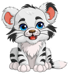 Wall Mural - Cute Baby Tiger Cartoon Character