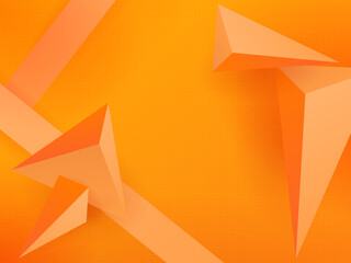 Canvas Print - Textured orange background, mosaic and triangles with 3-d effect