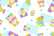 © Papilouz Studio - 90s seamless pattern colourful memphis style retro background or retro 80s wallpaper vector