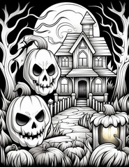 Poster - Halloween Coloring Book: Spooky Fun on 8.5x11 Page