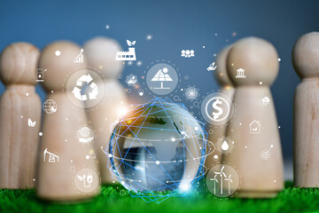 Wall Mural - environmental technology concept. sustainable esg modernization development by using technology of r