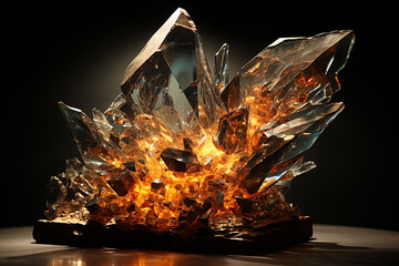 Leinwandbilder - A mixed media sculpture inspired by the form and movement of lightning.  Generative AI.