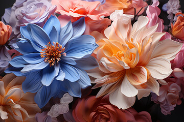 Poster - An abstract painting inspired by periwinkle flowers, featuring bold brushstrokes and a vibrant color palette.  Generative AI.