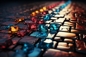 Leinwandbilder - Abstract concept of a broken block chain.  Generative AI.