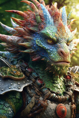Fototapete -  fantastical character or creature, combining elements of mythology, fantasy, and science fiction to create a captivating and imaginative artwork. Generative AI technology.