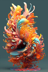 Fototapete - rendering techniques, showcasing the artist's skill in creating virtual objects with intricate forms and textures. Generative AI technology.