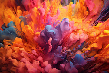 Poster - A digital art abstract painting that explores the interplay of colors, textures, and organic shapes, inviting the viewer to interpret and connect with the artwork Generative AI technology.