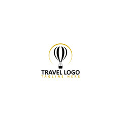 Poster - Travel logo air balloon template isolated on white background