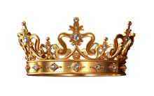 Isolated Golden King Crown On Transparent Background. Generative AI