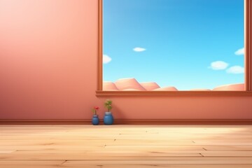 Wall Mural - empty 3D cartoon background for kids and animation  generative ai creation 