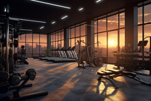 Fitness Center Interior. Generative AI