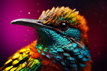 Sticker - Close up little colorful bird. Generative AI