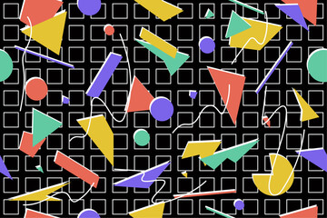 90s seamless pattern colourful memphis style retro background or retro 80s wallpaper vector_132